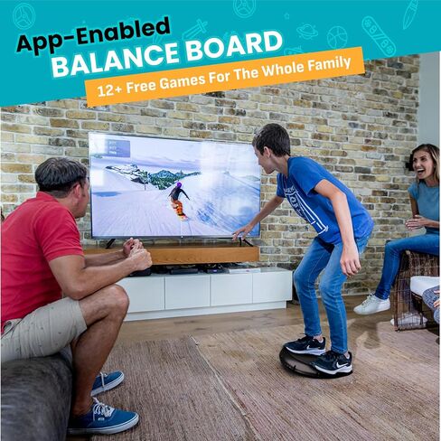 New Family Balance Board - 12 Connected Games for Fun, Coordination, and Balance. Professional 13.9" Board with Built-in Bluetooth Motion Sensor, Suitable for Kids & Adults Home Gym Workout Equipment in Saudi Arabia