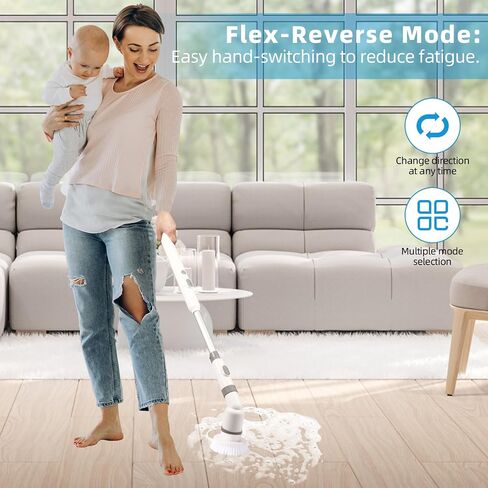 Electric Spin Scrubber, 2024 New, with Self-Clean, 3 Cleaning Modes, 8 in 1 for Bathroom Cleaning, Shower Scrubber with Long Handle, Power Scrubbers for Tiles and Tubs, Shower Cleaner Brush Electric in Saudi Arabia