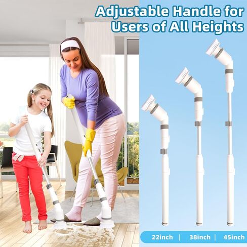 Electric Spin Scrubber, 2024 New, with Self-Clean, 3 Cleaning Modes, 8 in 1 for Bathroom Cleaning, Shower Scrubber with Long Handle, Power Scrubbers for Tiles and Tubs, Shower Cleaner Brush Electric in Saudi Arabia