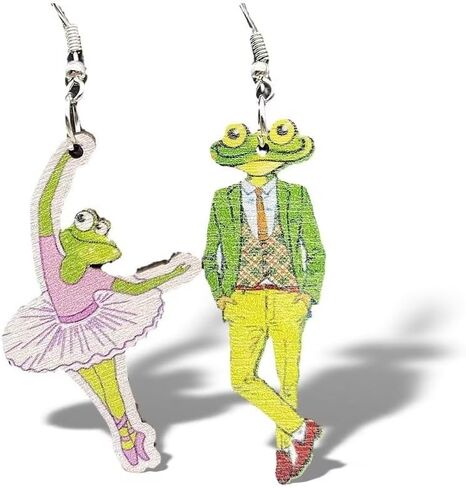 Zian Funny Frog Earrings Wooden Cute Tiny Dancer Beautiful Legs Ballet Earrings For Women Fashion Jewelry Accessories Charms in Saudi Arabia