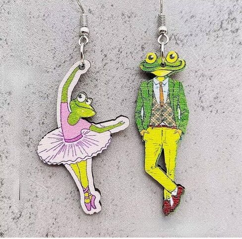 Zian Funny Frog Earrings Wooden Cute Tiny Dancer Beautiful Legs Ballet Earrings For Women Fashion Jewelry Accessories Charms in Saudi Arabia