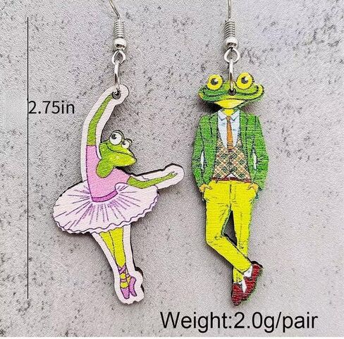 Zian Funny Frog Earrings Wooden Cute Tiny Dancer Beautiful Legs Ballet Earrings For Women Fashion Jewelry Accessories Charms in Saudi Arabia