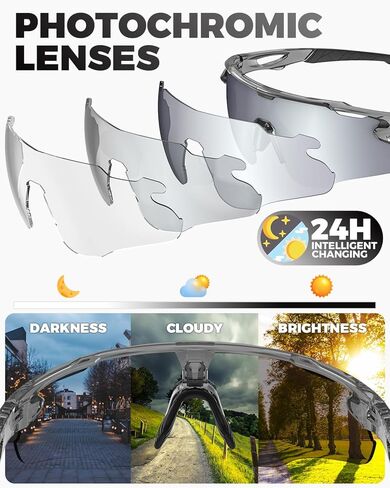 VICTGOAL Cycling Glasses Photochromic Sunglasses for Men Women TR90 Frame Glasses with UV Protection MTB Glasses for Cycling in Kuwait