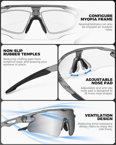 VICTGOAL Cycling Glasses Photochromic Sunglasses for Men Women TR90 Frame Glasses with UV Protection MTB Glasses for Cycling in Kuwait