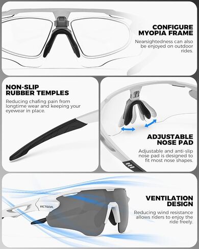 VICTGOAL Cycling Glasses Photochromic Sunglasses for Men Women TR90 Frame Glasses with UV Protection MTB Glasses for Cycling in Saudi Arabia