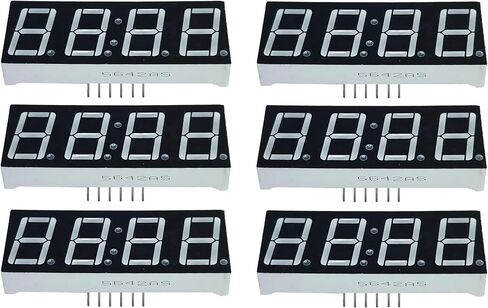 شاشة رقمية بأربعة أرقام 0.56 بوصة وسبعة قطاعات و12 دبوسًا، LED أحمر كاثود مشترك - 6 قطع in Kuwait