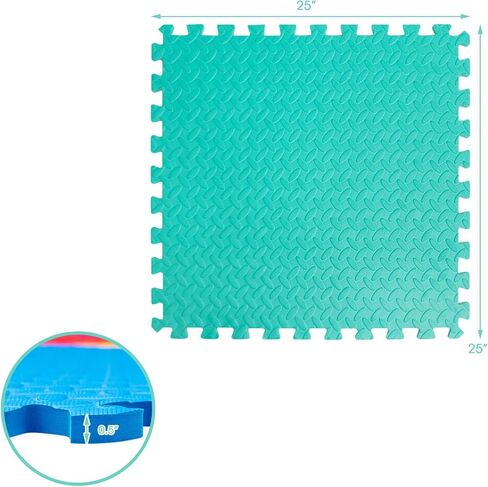 Tangkula 12 Tiles Exercise Flooring Mats with Border, Non-Slip EVA Foam Protective Mats, Elastic Puzzle Play Mats, 1/2" Interlocking Floor Mats for Home Gym, Fitness Room, Workshop Equipment(Black) in Kuwait