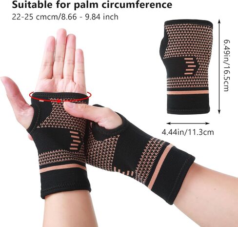 Compression Arthritis Copper Wrist Brace for Carpal Tunnel with Thumb Loop Breathable Wrist Support Brace Fingerless Glove Sport Hand Wrist Brace Arthritis Pain Relief for Women Men(L) in Saudi Arabia