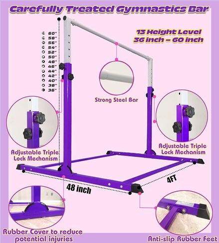 PreGymnastic Sturdy Gymnastics Bar for Training-No Wobble Gymnastic Bar for Kids Ages 3-12 Years, Weight Limit 300 lbs, Gymnastic Kip Bar, Gymnastic horizontal bars for Boys and Girls at Home or Gym in Saudi Arabia