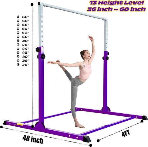 PreGymnastic Sturdy Gymnastics Bar for Training-No Wobble Gymnastic Bar for Kids Ages 3-12 Years, Weight Limit 300 lbs, Gymnastic Kip Bar, Gymnastic horizontal bars for Boys and Girls at Home or Gym in Saudi Arabia