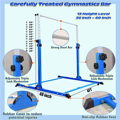 PreGymnastic Sturdy Gymnastics Bar for Training-No Wobble Gymnastic Bar for Kids Ages 3-12 Years, Weight Limit 300 lbs, Gymnastic Kip Bar, Gymnastic horizontal bars for Boys and Girls at Home or Gym in Saudi Arabia