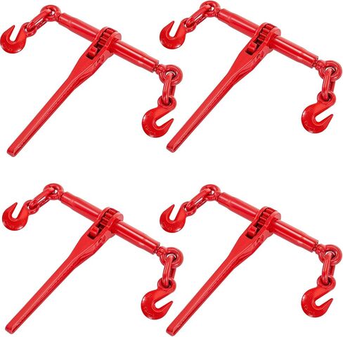 VEVOR 9215LBS 3/8" - 1/2" مجلدات السقاطة 9,215 رطل حمل عمل آمن، خطافات G70 وطول قابل للتعديل، لسلاسل الصف 70-80، ربط لأسفل، سحب، سحب، 4 عبوات، أحمر in Saudi Arabia