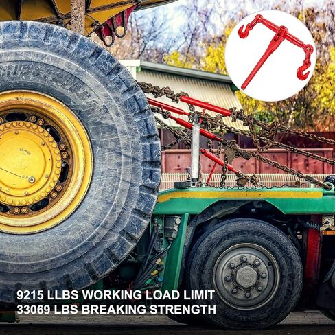 VEVOR 9215LBS 3/8" - 1/2" مجلدات السقاطة 9,215 رطل حمل عمل آمن، خطافات G70 وطول قابل للتعديل، لسلاسل الصف 70-80، ربط لأسفل، سحب، سحب، 4 عبوات، أحمر in Saudi Arabia