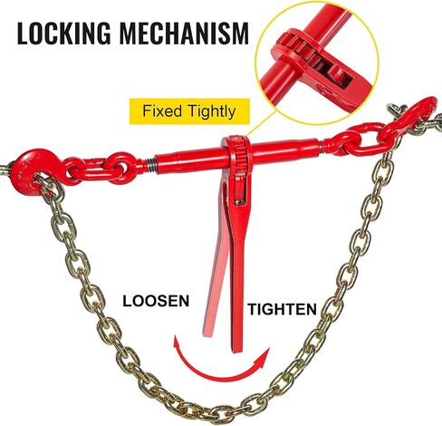 VEVOR 9215LBS 3/8" - 1/2" مجلدات السقاطة 9,215 رطل حمل عمل آمن، خطافات G70 وطول قابل للتعديل، لسلاسل الصف 70-80، ربط لأسفل، سحب، سحب، 4 عبوات، أحمر in Saudi Arabia