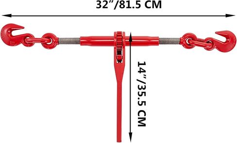 VEVOR 9215LBS 3/8" - 1/2" مجلدات السقاطة 9,215 رطل حمل عمل آمن، خطافات G70 وطول قابل للتعديل، لسلاسل الصف 70-80، ربط لأسفل، سحب، سحب، 4 عبوات، أحمر in Saudi Arabia