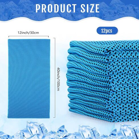 Hosuly 12 Pieces Cooling Towels for Hot Weather Soft Breathable Cold Towel Yoga Towels for Sweat, Sports, Workout, Fitness, Gym, Running, Travel Camping, 12 x 40 Inch (Assorted Colors) in Saudi Arabia