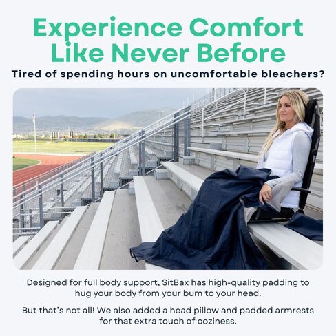 Padded Bleacher Seat – The Ultimate Reclining Stadium Chair with Full Back & Neck Support and 360° Swivel – Lightweight, Foldable, and Portable with Backpack Straps - Patent Pending in Saudi Arabia