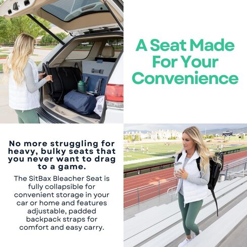 Padded Bleacher Seat – The Ultimate Reclining Stadium Chair with Full Back & Neck Support and 360° Swivel – Lightweight, Foldable, and Portable with Backpack Straps - Patent Pending in Saudi Arabia