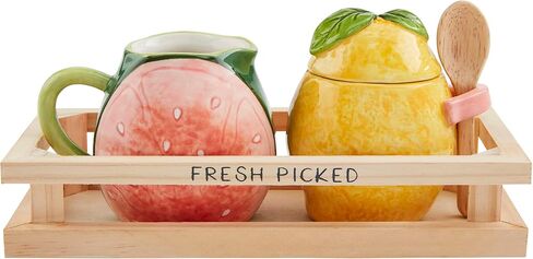 Mud Pie Fruit Cream And Sugar Set, Pink, 3 1/2" x 2 3/4" dia in Saudi Arabia
