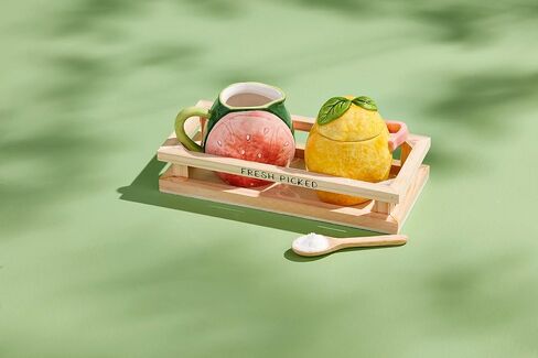 Mud Pie Fruit Cream And Sugar Set, Pink, 3 1/2" x 2 3/4" dia in Saudi Arabia
