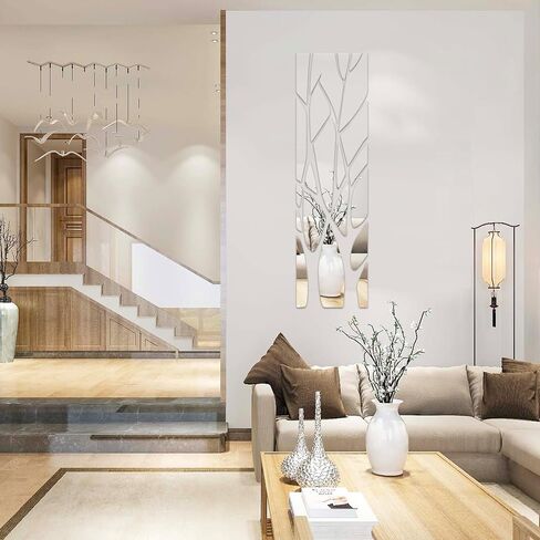 Wall Mirror Tiles, Mirrors for Wall, Self Adhesive Wall Mirror Stickers, Tree Shape Acrylic Mirror Cute Room Wall Decor Y2k Aesthetic Living Room Bedroom Decor in Kuwait