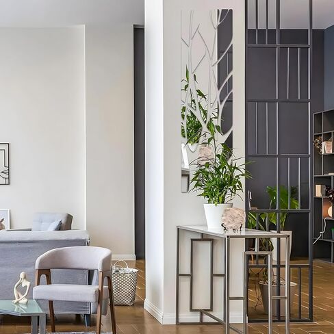 Wall Mirror Tiles, Mirrors for Wall, Self Adhesive Wall Mirror Stickers, Tree Shape Acrylic Mirror Cute Room Wall Decor Y2k Aesthetic Living Room Bedroom Decor in Kuwait