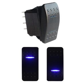 DPDT Rocker Switch 7 pin ON-Off-ON for Marine Boat Car 12V 24V Waterproof IP66 (Blue Led)