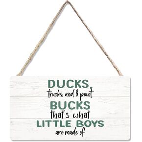 Baby Boy Nursery Wooden Sign, Funny Duck Hunting Hanging Sign Wall Decor, Duck Baby Gift for Kids Teens Boys Girls, Home Newborn Nephew Room Bedroom Living Room Door Decor 12 x 6 Inch
