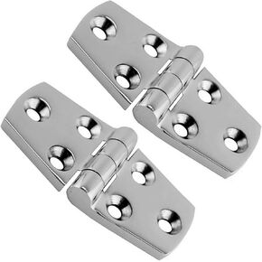 Pair of 316 Stainless Steel Boat/Door Hinge ，Heavy Duty Marine Grade Mirror Polished Cast Strap Hinge Marine Hardware（Size:76mm x 38mm ）