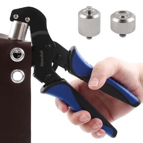 Newdeli Desktop Grommet Tool Kit- 3/8 inch Hand Press Grommet Plier with 1/4 inch Grommet Die and 500 Pairs 3/8" 1/4" Metal Eyelets and Grommets for Fabric Tarps Leather- 10mm 6mm Punch Eyelet Tool