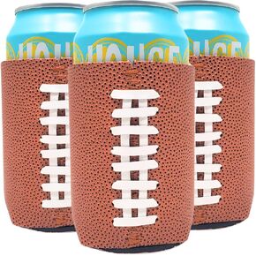 TahoeBay Football Can Coolers (12-Pack) Party Decorations Sports Themed Team Accessories Favors College Ball Game Decor Bulk Beer Insulating Sleeves Soda Gift Beverage Blanks for Vinyl Neoprene