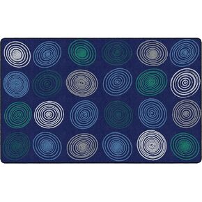 Flagship Carpets Circles Abstract Educational Area Rug for Kids Room Seating Décor, Children's Classroom, Play Carpet for Teaching and Playroom, Seats 24, 7'6" x 12', Cool Blue
