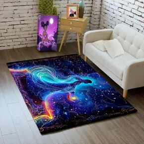 Princess Rug for Kids Room - Princess Rugs for Girls Bedroom - Cute Girls Princess Rug African Rug Beautiful African American Black Girls Rug for Living Room Sofa Floor Mat, Blue Rug, 2.5x4 Feet