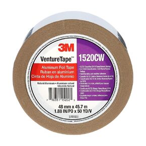 شريط رقائق الألومنيوم من 3M Venture Tape 1520CW، فضي، 48 مم × 45.7 م، 3.2 مل (عبوة من 24 قطعة)