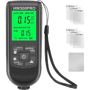 Paint Thickness Gauge, Digital Meter for Automotive Coating Thickness Gauge Tester, Fe & NFe Probe Coating Thickness Gauge Meter, 0~2000um, Auto Power Off(Black)