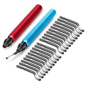 SUNJOYCO 2Pcs Deburring Tool & 20Pcs HSS Blades, Burr Removal Reamer Tool for Metal Resin Aluminum Copper Plastic 3D Printing