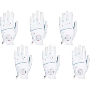 Women's Golf Glove Microfiber with Colorful Cabretta Leather Six Pack(Left is Wear On Left Hands,Right is Wear On Right Hands) Four Colors White/Sky/Orange/Red