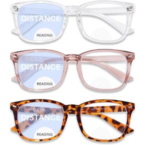 OPTOFENDY Bifocal Reading Glasses for Women Men, No Line Blue Light Blocking Computer Readers with Anti Glare/Eyestrain