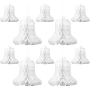 24 Pcs Paper Wedding Bells White Hanging Honeycomb Bells Big Bridal Honeycomb Wedding Bells Decorations for Ceremony Parties Baby Showers Christmas Decorating Supplies, 7.9inch and 11.8inch