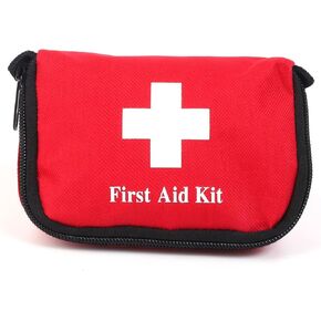 First Aid Bag Tote Empty Small First Aid Kit Bag Outdoor Travel Rescue Pouch First Responder Medicine Bag Pocket Container for Car Home Office Sport Outdoors (Red with Loops)