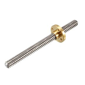 uxcell 100mm Length T8 8mm Dia Lead Screw Rod,8 Lead Stainless Steel Lead Screw Rod with Copper Nut Trapezoidal Thread for 3D Printer Z Axis