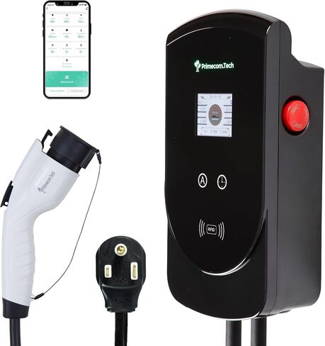 50 Amp - PRIMECOM.TECH Level-2 Smart Electric Vehicle Home Charging Station 220 Volt for Tesla and All EV Brands 30' Feet Length (30 Feet, NEMA 14-50p) in Saudi Arabia