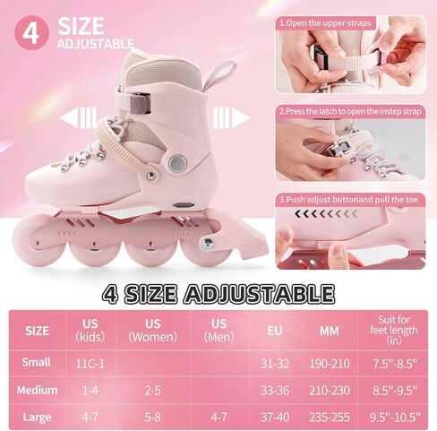 SWAY Adjustable Inline Skates for Kids, Teens and adults, All Wheels Light Up High Performance Roller Skates for Boys and Girls Ideal for Roller Skate in Saudi Arabia
