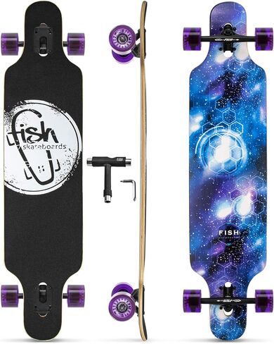 Long Board Skateboard for Adults Teenagers Kids Ages 6-12 Adults Men Women Complete Skateboard Cruiser for Cruising Carving Free-Style and Downhill 41 includes High-Speed Bearings & T-Tool in Saudi Arabia