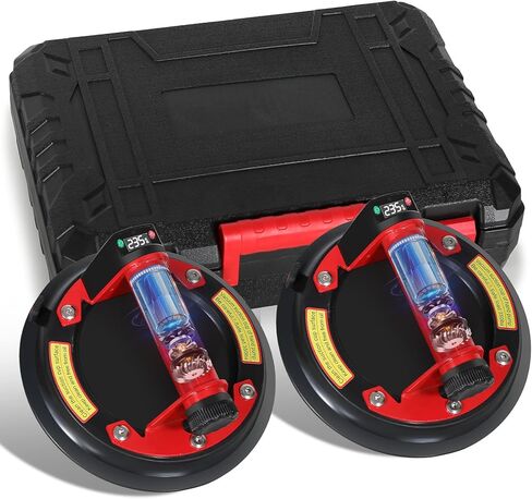 رافع كأس شفط زجاجي كهربائي مع شاشة رقمية، كوب شفط بلاط بمقبض معدني 8 بوصات مع وظيفة ضخ هواء أوتوماتيكية، مقبض كوب شفط للزجاج/الجرانيت/البلاط/اللوحة المعدنية/الزجاج الأمامي، عبوتان in Kuwait