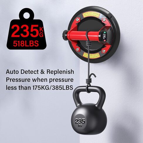 رافع كأس شفط زجاجي كهربائي مع شاشة رقمية، كوب شفط بلاط بمقبض معدني 8 بوصات مع وظيفة ضخ هواء أوتوماتيكية، مقبض كوب شفط للزجاج/الجرانيت/البلاط/اللوحة المعدنية/الزجاج الأمامي، عبوتان in Kuwait