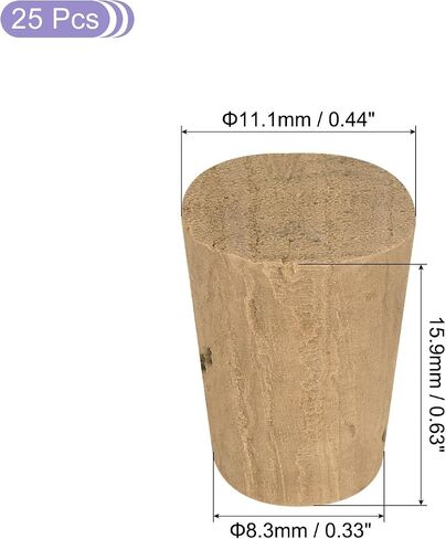 MECCANIXITY Tapered Cork, 11.1x8.3x15.9mm Natural Wooden Leakproof Soft Cork Stoppers for Wine Beer Bottle Crafts Corks Plug Replacement Laboratory Supplies, Dark Wood Color, Pack of 36 in Saudi Arabia