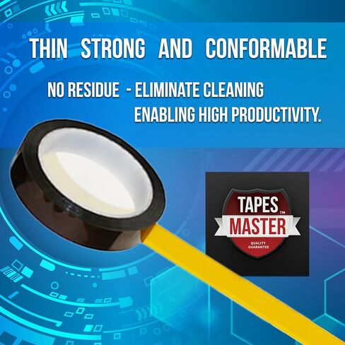 Tapes Master 3" x 36 Yds 2 Mil Polyimide High Temperature Heat Resistant Thermal Electrical Insulation Tape with Silicone Adhesive 3" Core, No Residue in Saudi Arabia