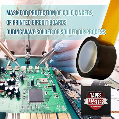 Tapes Master 3" x 36 Yds 2 Mil Polyimide High Temperature Heat Resistant Thermal Electrical Insulation Tape with Silicone Adhesive 3" Core, No Residue in Saudi Arabia
