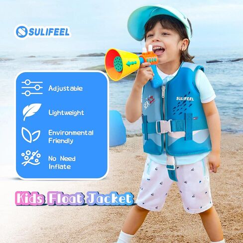SULIFEEL Kids Swim Vest Toddler Floaties for 20-45 lbs Boys Girls, Toddler Swimming Jacket with Adjustable Safety Strap, Easy On and Off Swimming Aid for Age 2-6 Years Learn to Swim in Saudi Arabia